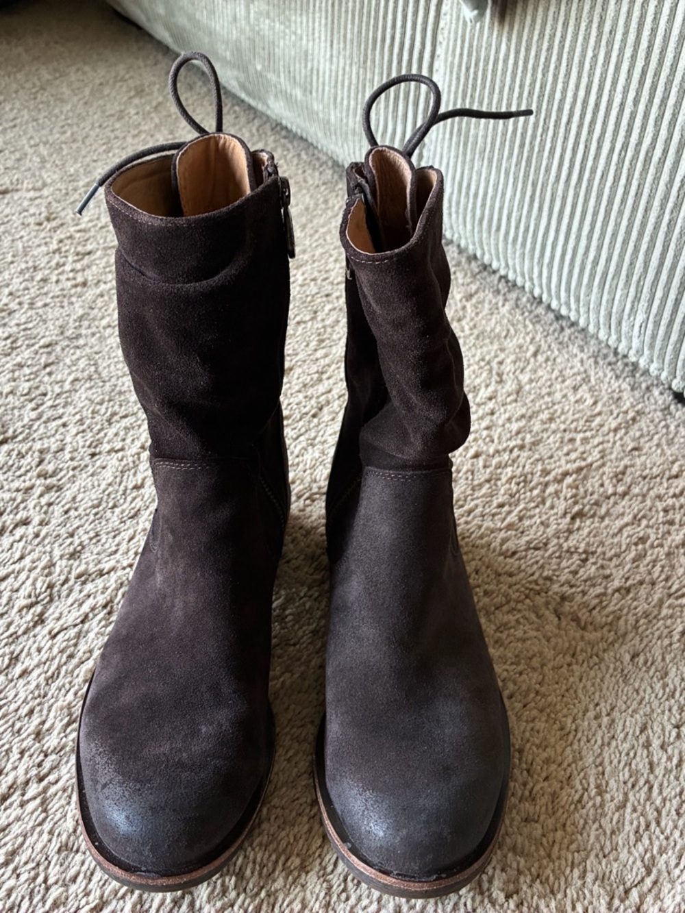 Sofft Dark Brown Suede Heeled Ankle Boots
